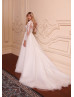 High Neck Ivory Lace Glitter Tulle Stunning Wedding Dress